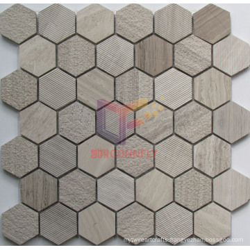 Natural Wooden Marble Stone Mosaic (CFS1047)